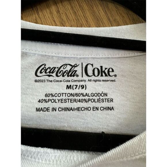 Coca-Cola Women's White Graphic T-Shirt "Have A Coke And A Smile" M (7-9) - Picture 4 of 7